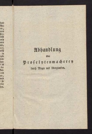 23-72, Abhandlung über Proselytenmachery durch Magie und Aberglauben