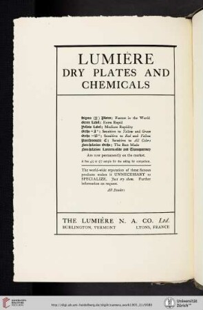 The Lumière N. A. Co. Ltd. [Dry Plates and Chemicals]