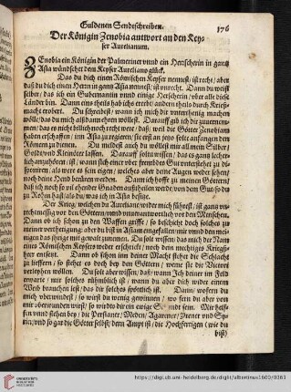 Der Königin Zenobia antwort
