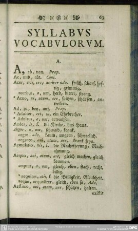 Syllabus Vocabulorum