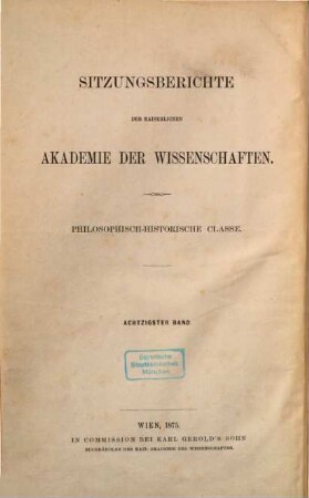 Sitzungsberichte. 80. 1875