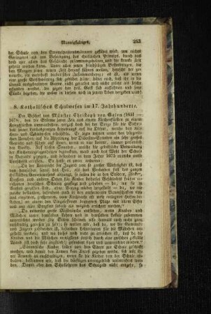 Katholisches Schulwesen im 17. Jahrhunderte
