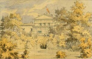 Palais der Großherzogin Sophie mit dreibahniger badischer Flagge auf dem Dach