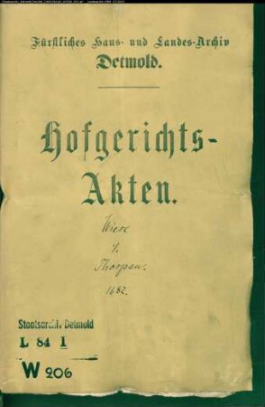 Wiese, Joh. Hermann alias Scheper gegen Johann Tospann - Erbschaft der verstorbenen Braut