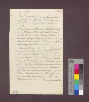 Ernennung des Basler Domherrn Franz Anton Jakob von Reinach zum Schatzmeister des Hochstifts durch Bischof Franz Josef Sigmund von Roggenbach.