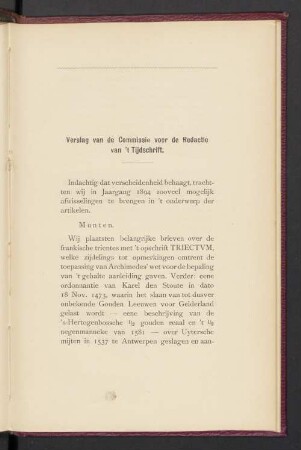 Verslag van de Commissie voor de Redactie van 't Tijdschrift