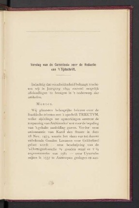 Verslag van de Commissie voor de Redactie van 't Tijdschrift