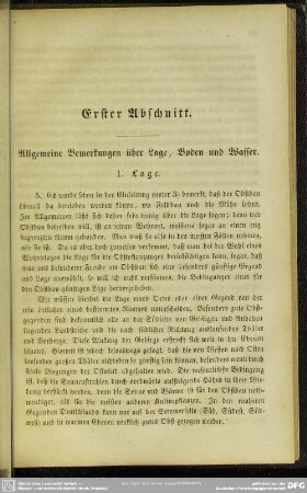 Erster Abschnitt. Allgemeine Bemerkungen über Lage, Boden und Wasser