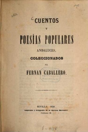 Cuentos y poesias populares andaluces coleccionados