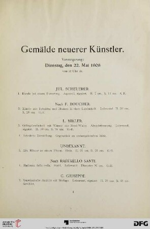 Gemälde neuerer Künstler (Nr. 1-174)
