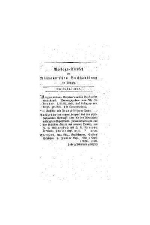 Verlags - Artikel der Niemann'schen Buchhandlung in Leipzig