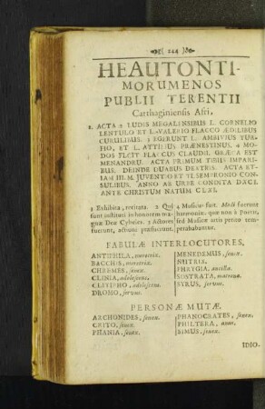 Heautontimorumenos Publii Terentii Carthaginiensis Afri,