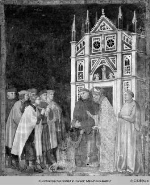 Kapellenausmalung : Nikolausszenen : Die freigelassenen Gefangenen vor Nikolaus