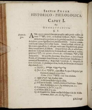 Sectio Prior Historico-Philologica.