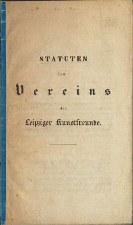 Statuten des Vereins Leipziger Kunstfreunde