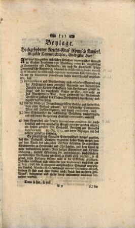 Nochmaliges Schreiben an Ein Hochpreißliches Corpus Evangelicorum, von dem Herzoglich-Pfalz-Zweybrückischen Ober-Consistorio. de dato 16. Junii 1775. die von den Freyherren von Warsberg in dem Zweybrückischen Lehen Hennweiler und Oberhausen verhängte Religions-Bedruckungen betreffend : Nebst Beylage und Adjunctis D. E. F. G. Dictatum Regensburg, den 11. Julii. 1775. per Chur-Sachsen