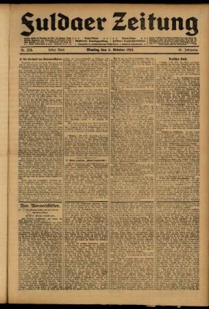 Erste Ausgabe vom Montag, den 06. Oktober 1913.