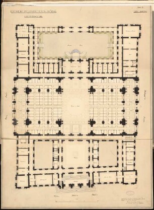 Textilbörse für Berlin Schinkelwettbewerb 1885: Grundriss Hauptgeschoss