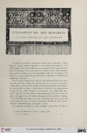 3. Pér. 29.1903: L' exposition des arts musulmans à l'Union Centrale des Arts Décoratifs