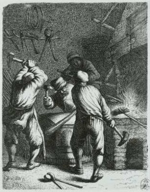 Schmied : Die Schmiede, Vliet, Georg, Radierung, 1635