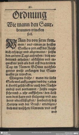 Ordnung Wie mann den Saurbrunnen trincken soll