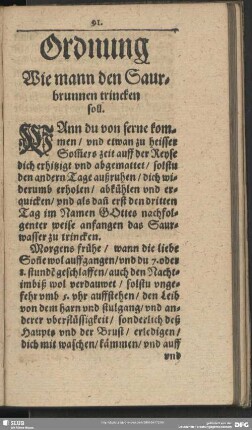 Ordnung Wie mann den Saurbrunnen trincken soll