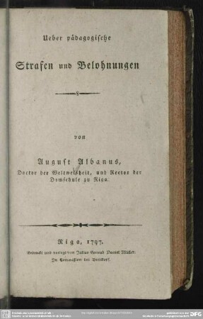 Ueber pädagogische Strafen und Belohnungen