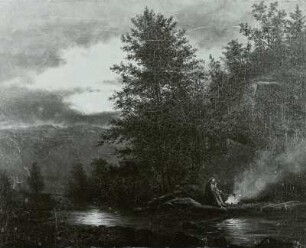 Mondscheinlandschaft mit Weiher