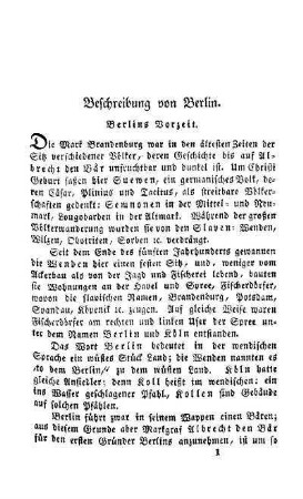 Beschreibung von Berlin. Berlins Vorzeit