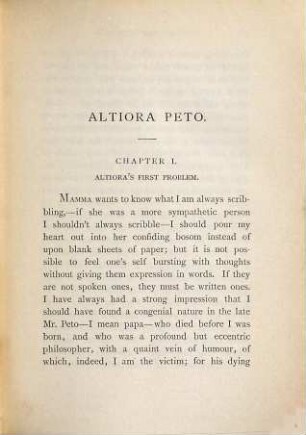 Altiora peto : in 2 vol., 1