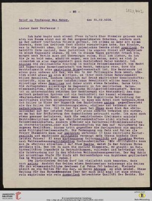Heid. Hs. 3820,442: Brief von Emil Lask an Max Weber