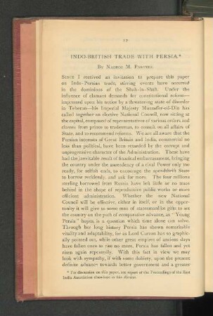 Indo-British Trade with Persia.