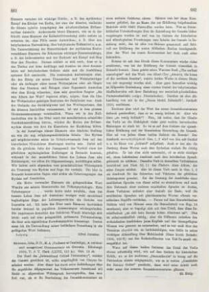 461-462 [Rezension] Skinner, John, A critical and exegetical commentary on Genesis