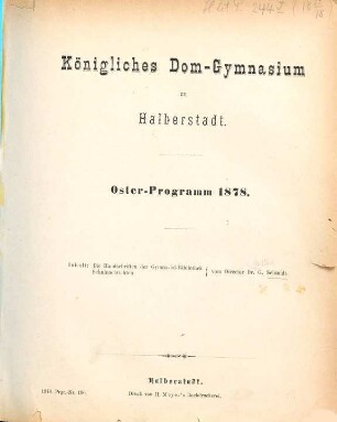 Oster-Programm, 1877/78