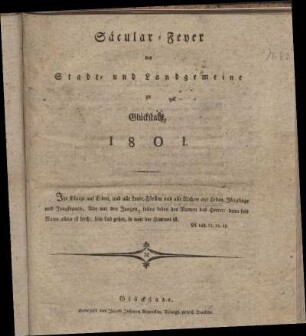 Säcular-Feyer der Stadt- und Landgemeine zu Glückstadt