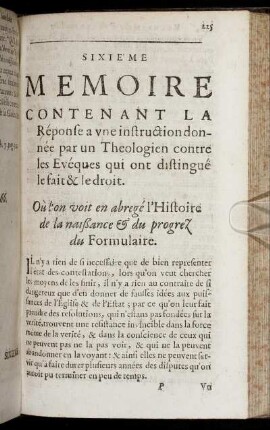 Sixie´me Memoire