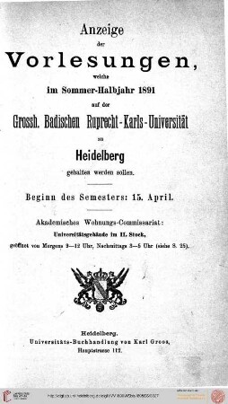 Sommersemester 1891