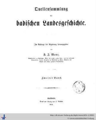 Band 2: Quellensammlung der badischen Landesgeschichte