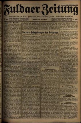 Erste Ausgabe vom Freitag, den 13. Juni 1930.