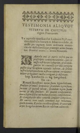 Testimonia aliquot veterum de capitulis