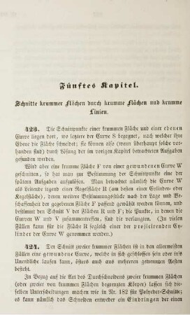Fünftes Kapitel. Schnitte krummer Flächen durch krumme Flächen und krumme Linien.