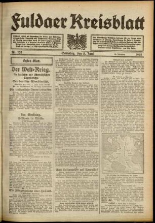 Erste Ausgabe vom Samstag, den 08. Juni 1918.