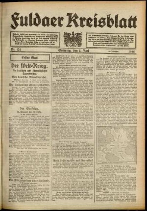 Erste Ausgabe vom Samstag, den 08. Juni 1918.