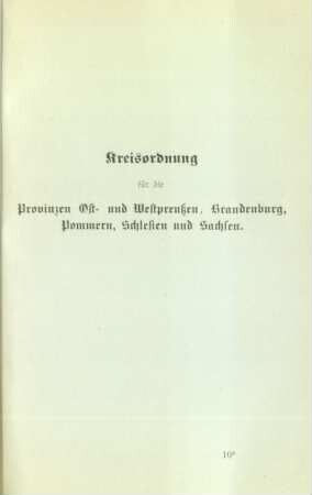 Kreisordnung für die Provinzen Ost- und Westpreußen, Brandenburg, Pommern, Schlesien und Sachsen