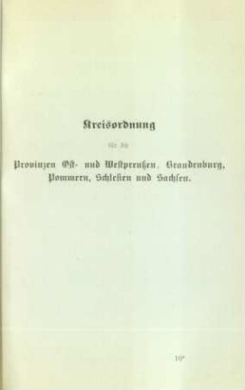 Kreisordnung für die Provinzen Ost- und Westpreußen, Brandenburg, Pommern, Schlesien und Sachsen