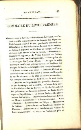 Sommaire Du Livre Premier.