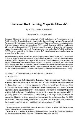 Studies on rock forming magnetic minerals