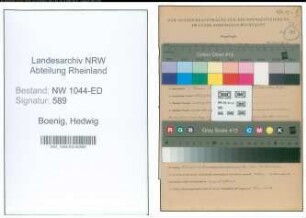 Entnazifizierung Hedwig Boenig , geb. 06.02.1898 (Studienraetin)