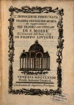 L' innocente fortunata : Dramma giocoso per musica