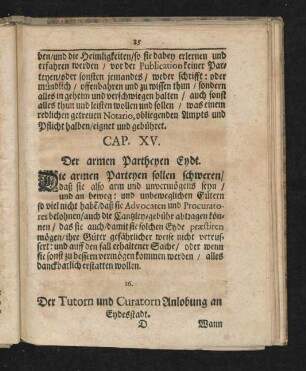 Cap. XV. Der armen Partheyen Eydt.
